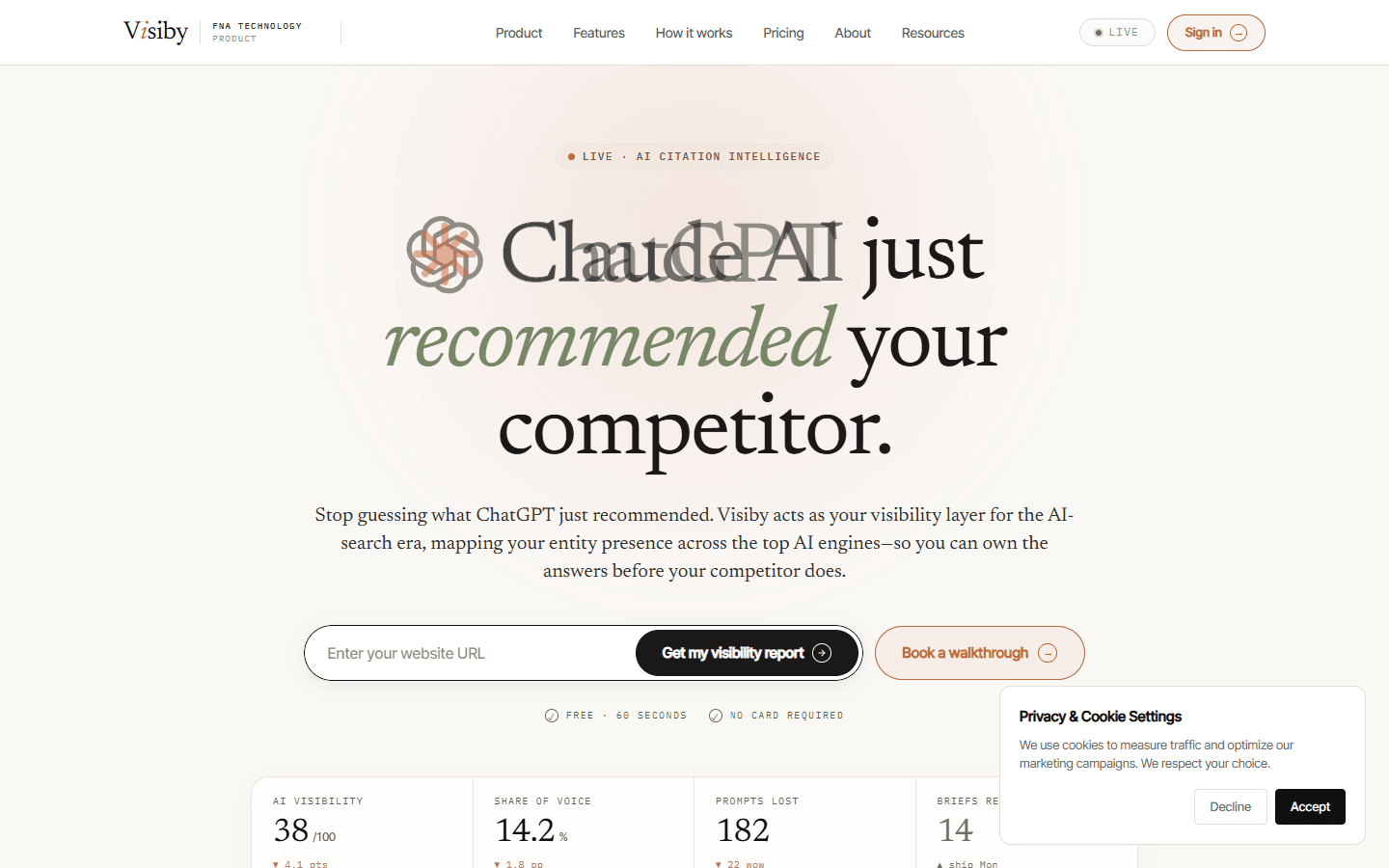 Screenshot of the Visiby website